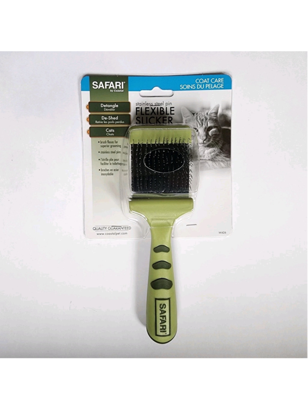 Safari by Coastal Cat Flexible Slicker Brush Stainless Steel Pins Green W426 NEW